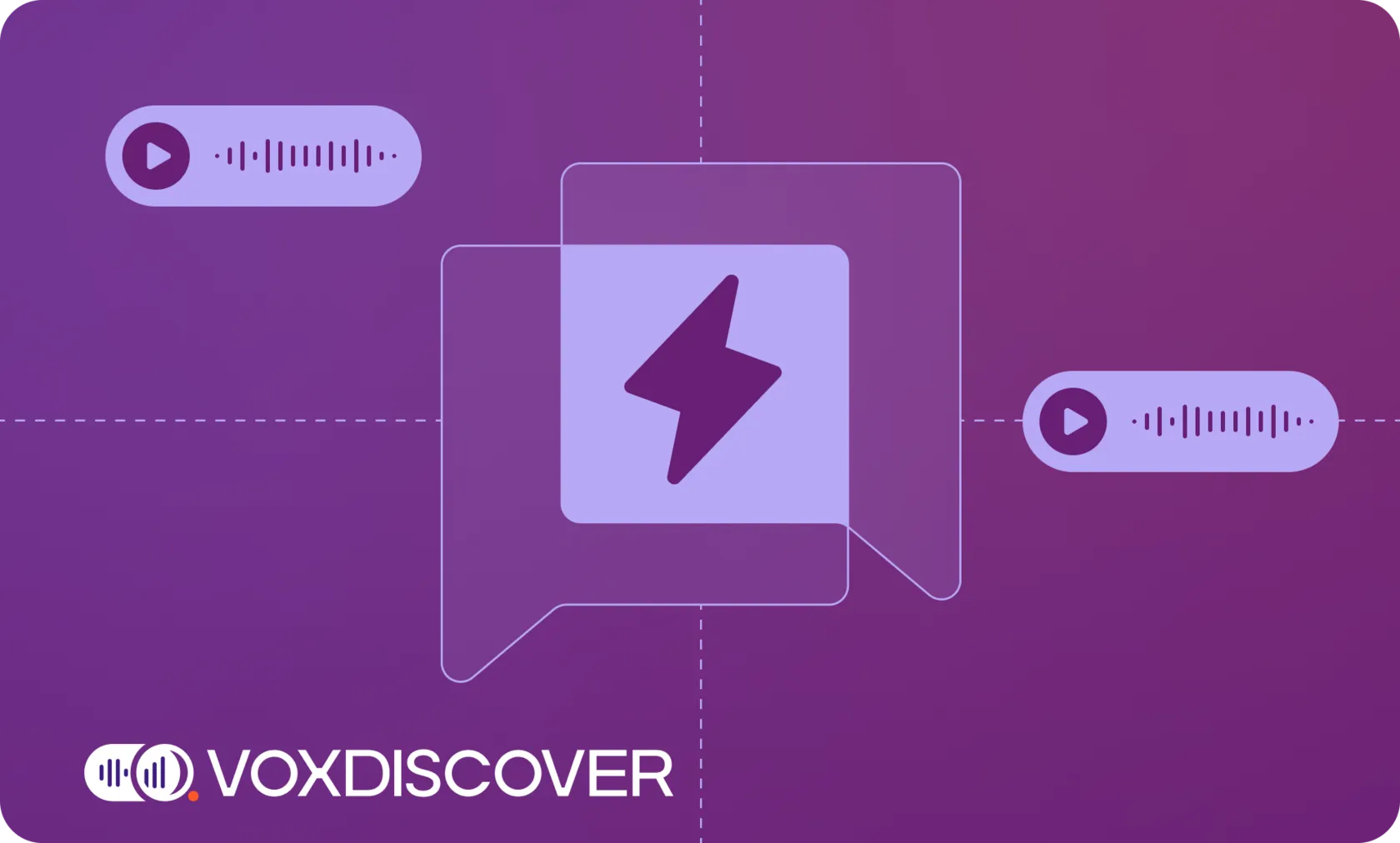 Illustration: chat bubbles with a lightning bolt between voice messages